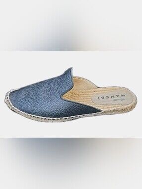 Manebi Espadrille Mules Womens EU 39 US 8.5 Black Pebbled Leather Slip On Spain